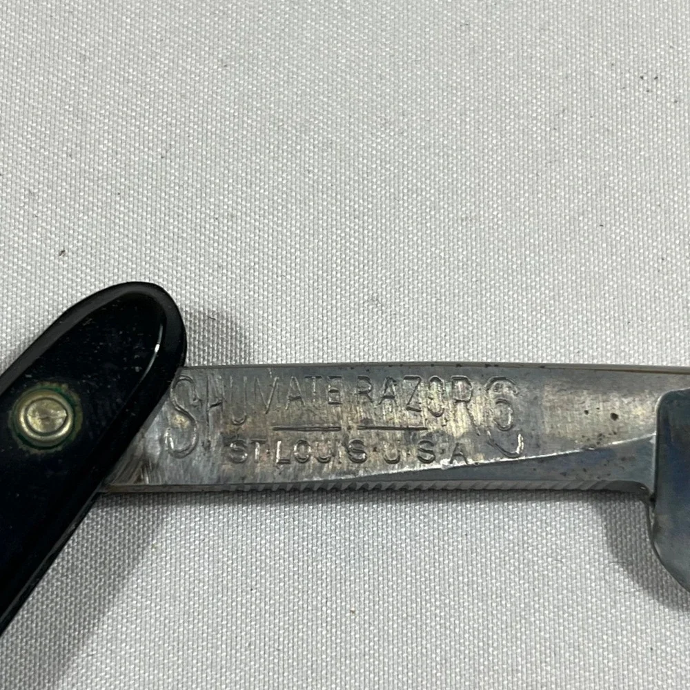 Shumate 296 Straight Razor Mens Black Vintage St Louis USA With Box